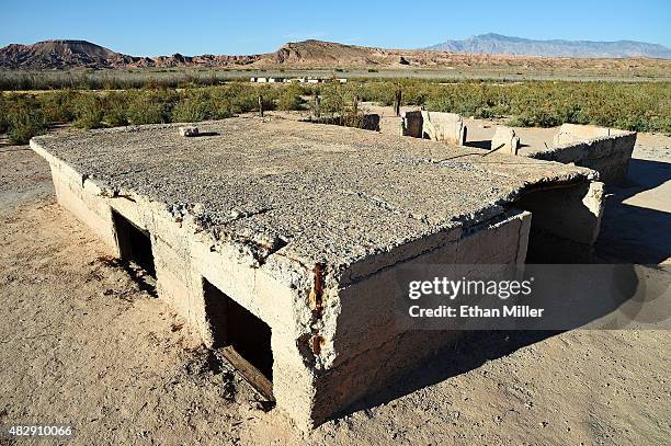 Ruins of a structure are shown in the ghost town of St. Thomas on August 3, 2015 in the Lake Mead National Recreation Area, Nevada. The town was...