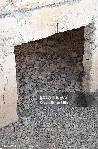 Ruins of a structure are shown in the ghost town of St. Thomas on August 3, 2015 in the Lake Mead National Recreation Area, Nevada. The town was...