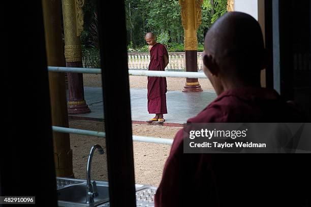 Monks relax in a monstery near the planned Dawei SEZ on August 3, 2015 in Pantininn, Myanmar. The controversial, multi-billion dollar Dawei special...
