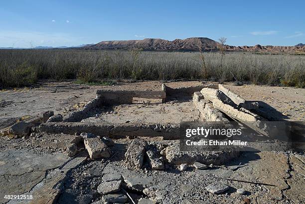 Ruins of a structure are shown in the ghost town of St. Thomas on August 3, 2015 in the Lake Mead National Recreation Area, Nevada. The town was...