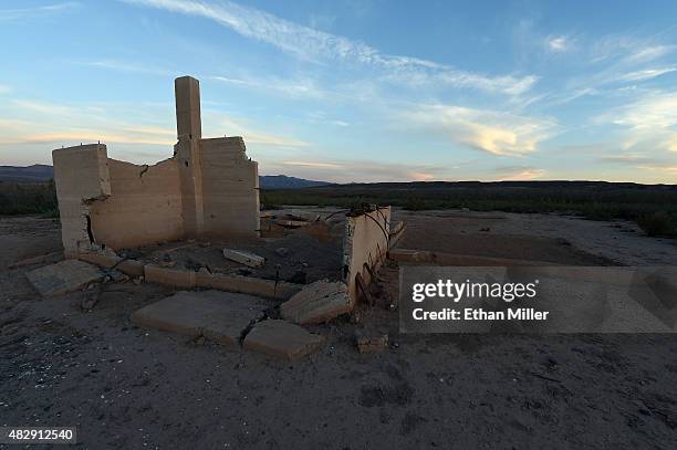The ruins of the Hannig Ice Cream Parlor are shown in the ghost town of St. Thomas on August 3, 2015 in the Lake Mead National Recreation Area,...