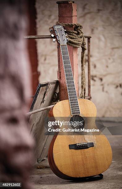 Larrivee OM-03 acoustic guitar belonging to American folk musician Willie Watson, taken on September 3, 2014.