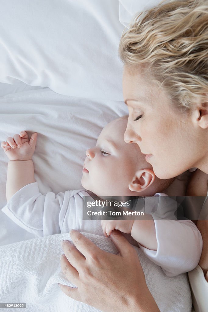 Mother and baby sleeping