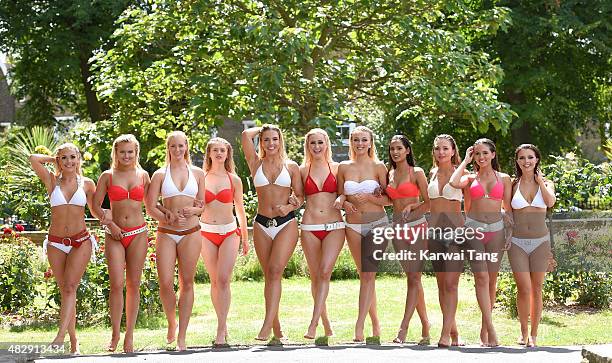 The finalists of Miss England, Miss Sandhurst, Francesca Hall, Miss Northamptonshire, Giorgia Davies, Miss Sussex, Lucy Kent, Miss Cornwall, Briony...