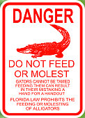 Danger do not feed the alligators sign