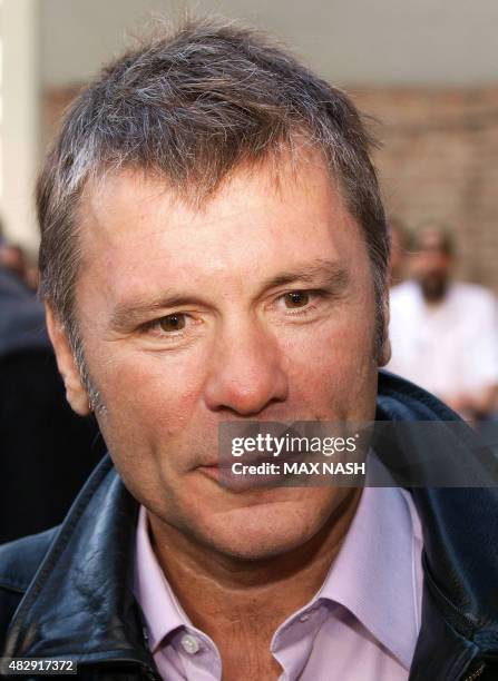 Iron Maiden singer Bruce Dickinson arrives in Kensington, London to attend the premiere of the film, Flight 666, made about the group, on April 20,...