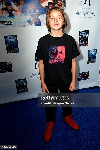 Mace Coronel attends Premiere Of "Legend Of The Mantamaji" at Harmony Gold on August 3, 2015 in Los Angeles, California.