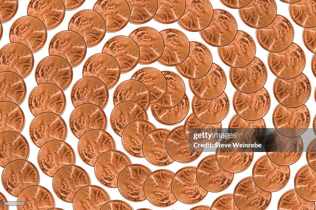 Spiral pattern of US pennies