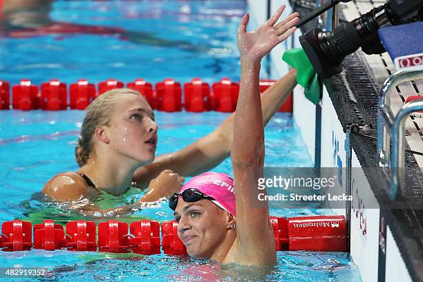 Yuliya Efimova of Russia celebrates winning the gold medal in the Women's 100m Breaststroke Final on day eleven of the 16th FINA World Championships...