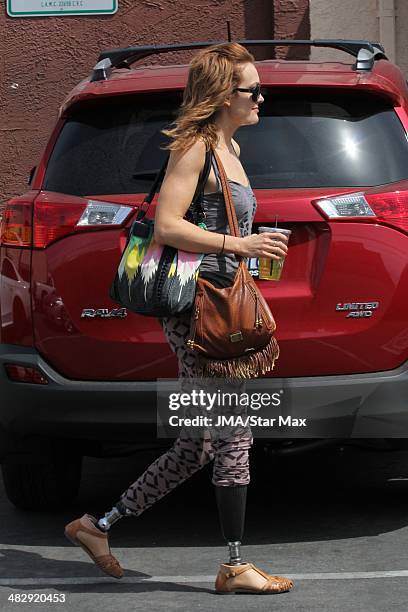 Amy Purdy is seen on April 4, 2014 at "Dancing with the Stars" in Los Angeles, California.