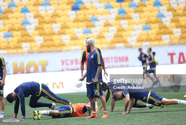 Raul Meireles of Fenerbahce takes part in the team's training session at Lviv Arena on August 04, 2015 in Lviv, Ukraine. Fenerbahce will play against...