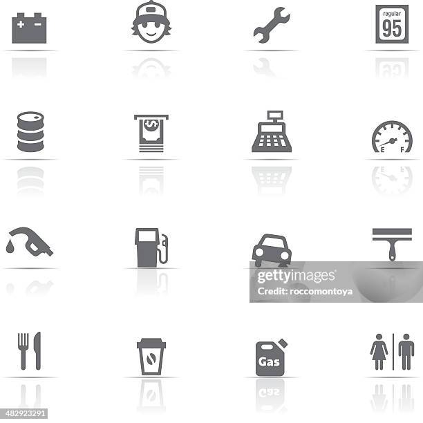 icon set, gas station - gas station attendant stock illustrations