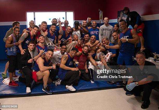 American Top Team celebrates after Hayder Hassan's victory over Vicente Luque during the filming of The Ultimate Fighter: American Top Team vs...
