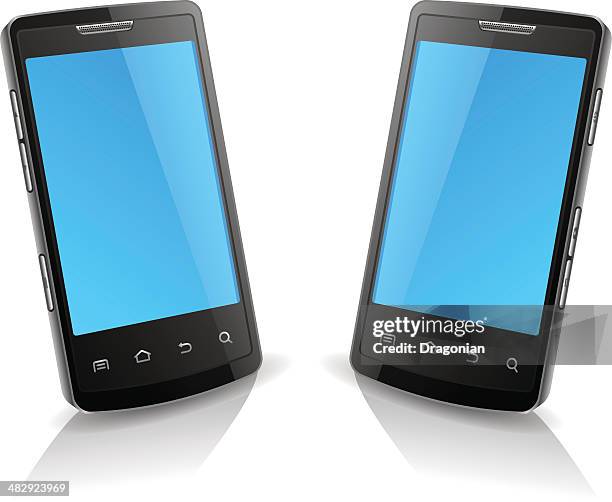 modern smart phone - converging lines black vector stock illustrations