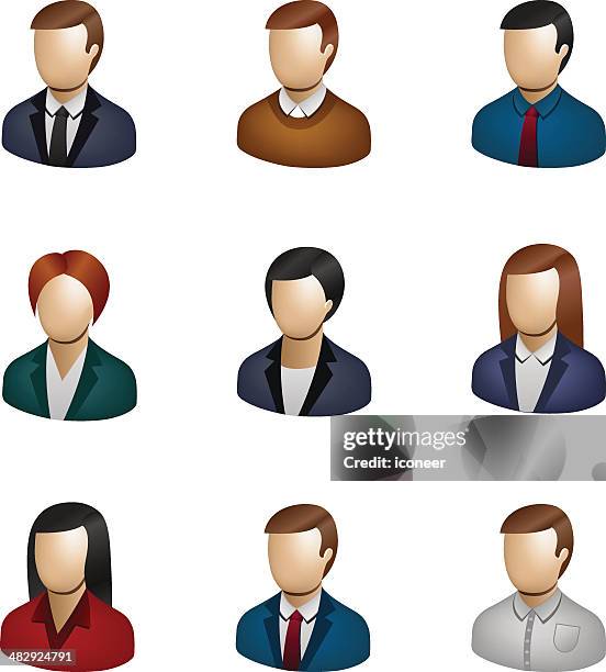 business people icon set 3d - business internship stock illustrations