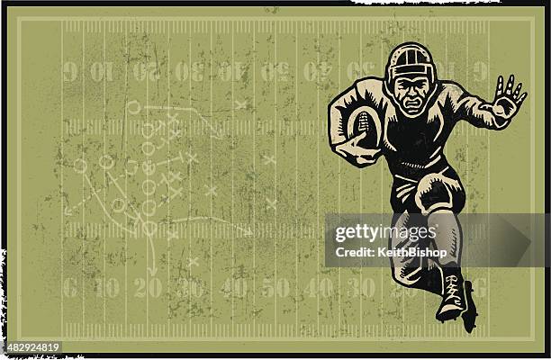 ilustrações de stock, clip art, desenhos animados e ícones de retro fundo jogador de futebol americano - superestrela desportista