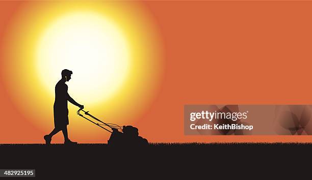 lawn mowing background - lawn mower stock illustrations