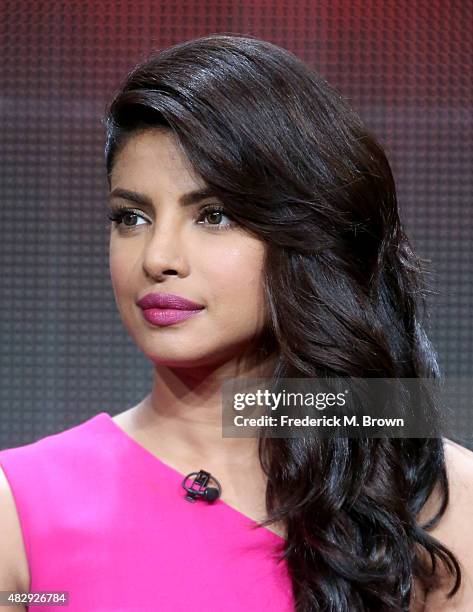 Actress Priyanka Chopra speaks onstage during the 'Quantico' panel discussion at the ABC Entertainment portion of the 2015 Summer TCA Tour at The...