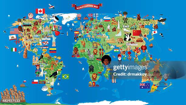 ilustraciones, imágenes clip art, dibujos animados e iconos de stock de dibujo mapa del mundo - hispanoamérica