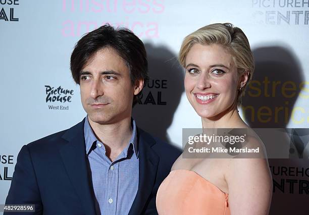 Noah Baumbach and Greta Gerwig attend a photocall for "Mistress America" at Picturehouse Central on August 4, 2015 in London, England.