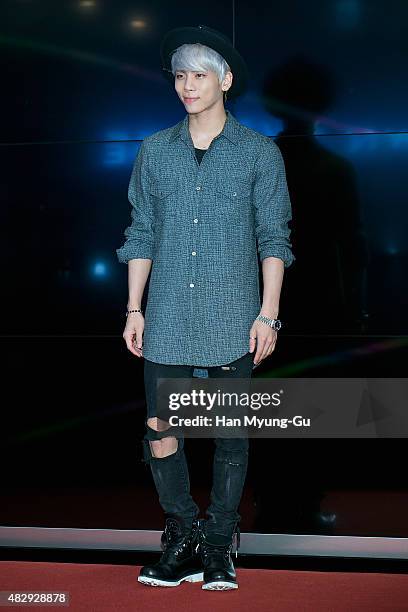 Jonghyun of South Korean boy band SHINee attends the Seoul premiere of SM Entertainment - 'SMtown The Stage' on August 4, 2015 in Seoul, South Korea....