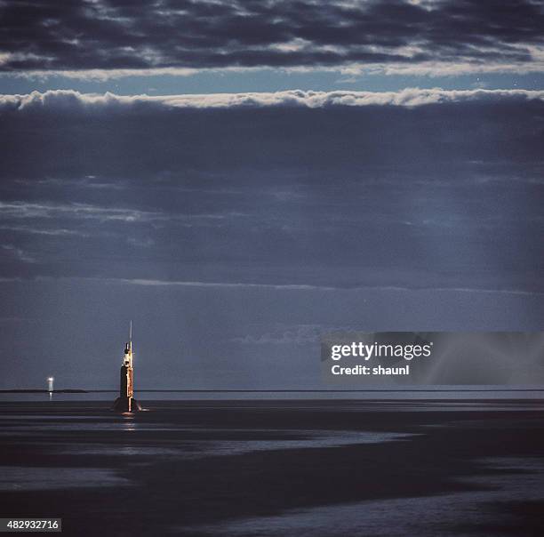 submarine in moonlight - periscope stock pictures, royalty-free photos & images