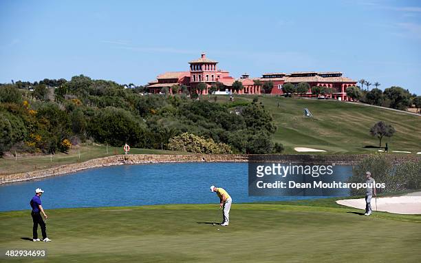 Marc Warren of Scotland putts on the 8th hole during day three of the NH Collection Open held at La Reserva de Sotogrande Club de Golf on April 5,...