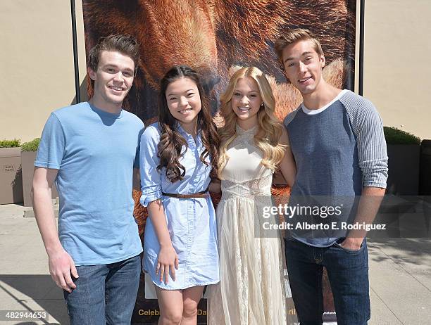 Actors Peyton Clark, Piper Curda, Olivia Holt and Austin North attend the Disneynature "Bears" special screening at the Walt Disney Studios Main...