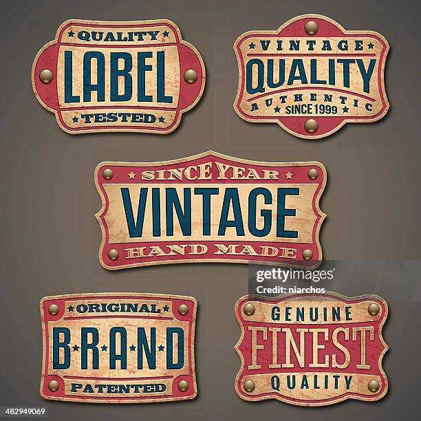 vintage label - metall stock-grafiken, -clipart, -cartoons und -symbole