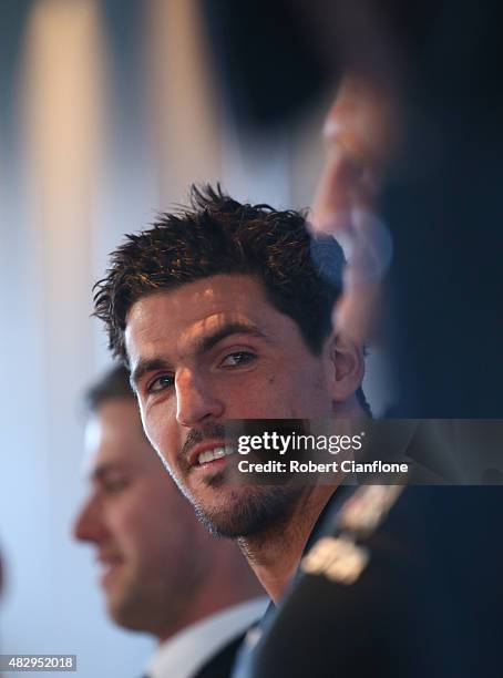 Scott Pendlebury of the Magpies attends the Peter Mac Cup Breakfast at the Melbourne Cricket Ground on August 5, 2015 in Melbourne, Australia.