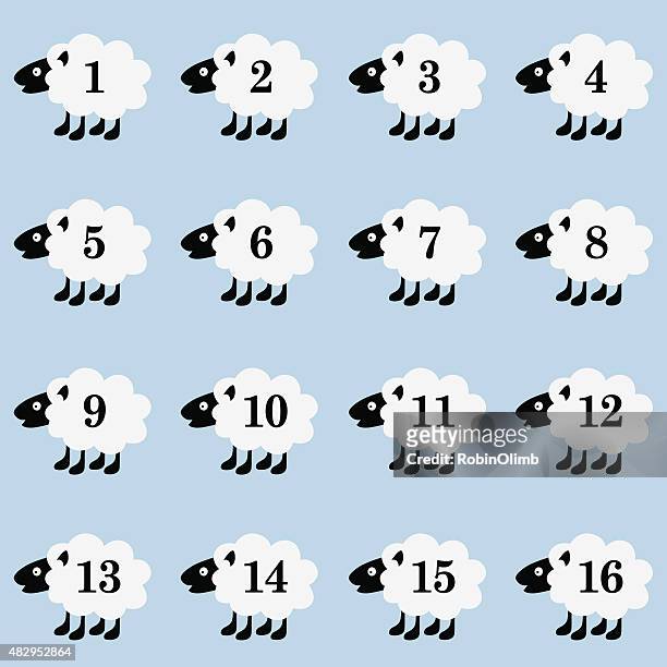 counting sheep - sleeping sheep stock illustrations