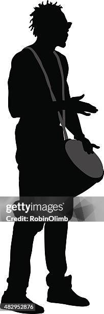 bildbanksillustrationer, clip art samt tecknat material och ikoner med man playing drum - drummer silhouette