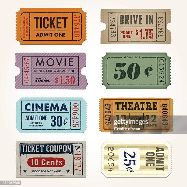 bildbanksillustrationer, clip art samt tecknat material och ikoner med vintage tickets and coupons collection - biljett