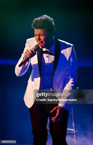 Enrico Von Krawczynski performs at the rehearsal for the 2nd 'Deutschland sucht den Superstar' show at Coloneum on April 5, 2014 in Cologne, Germany.