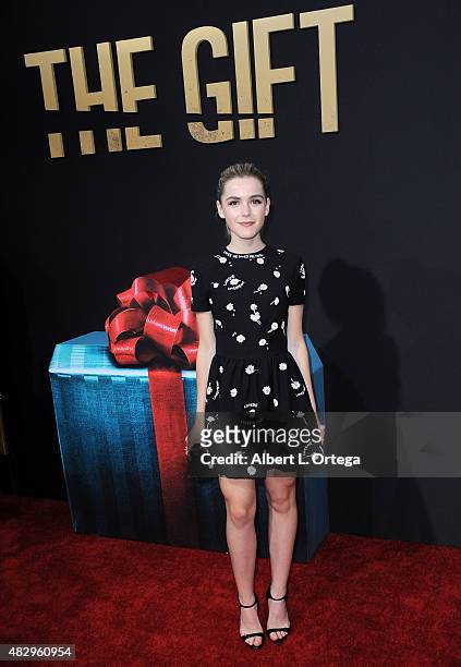 Actress Kiernan Shipka arrives for STX Entertainment's "The Gift" Los Angeles Premiere held at Regal Cinemas L.A. Live on July 30, 2015 in Los...