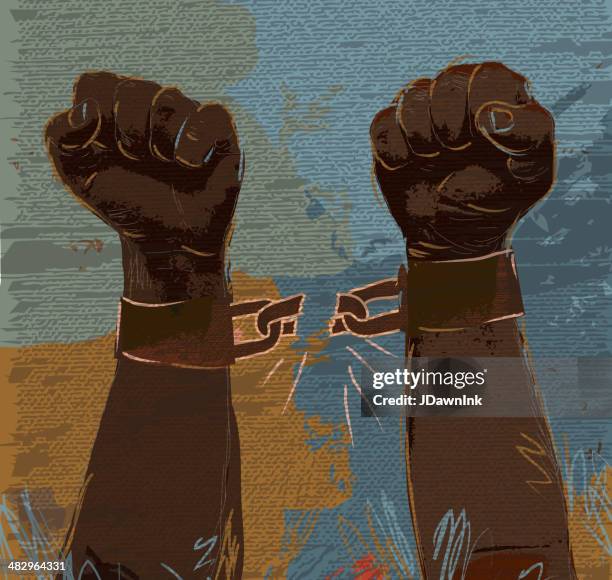 freedom: breaking chains african american hands and arms - broken 幅插畫檔、美工圖案、卡通及圖標