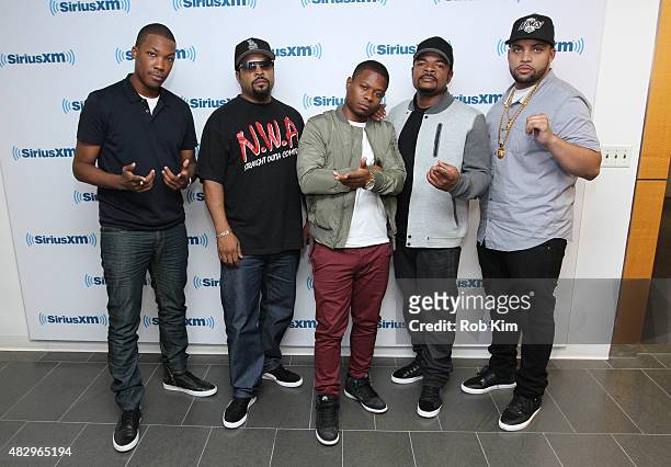 Cast of "Straight Outta Compton" Corey Hawkins, Ice Cube, Jason Mitchell, F. Gary Gray and OÕShea Jackson Jr. Visit at SiriusXM Studios on August 4,...