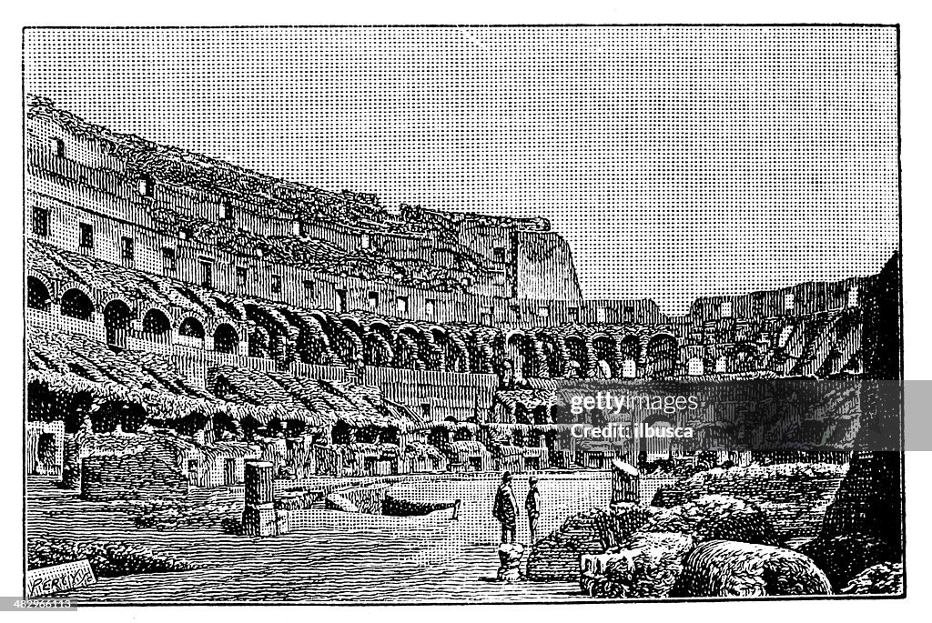 Coliseum Workart Antique Illustration Of Coliseum In Rome High-Res Vector Graphic ...