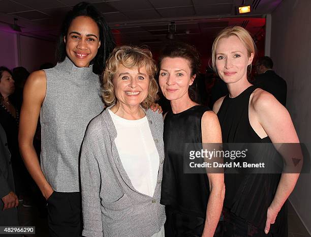Zawe Ashton, Sinead Cusack; Michelle Fairley, Genevieve O'Reilly attend the after party following the press night performance of "Splendour", playing...