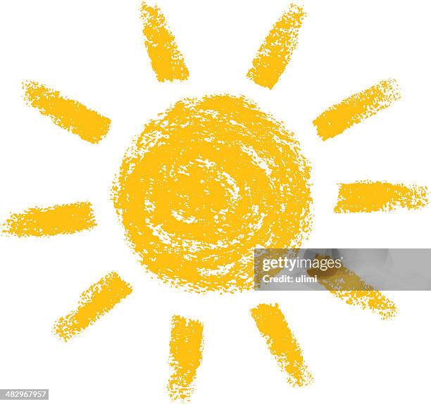 sun - malkreide zeichnung stock-grafiken, -clipart, -cartoons und -symbole
