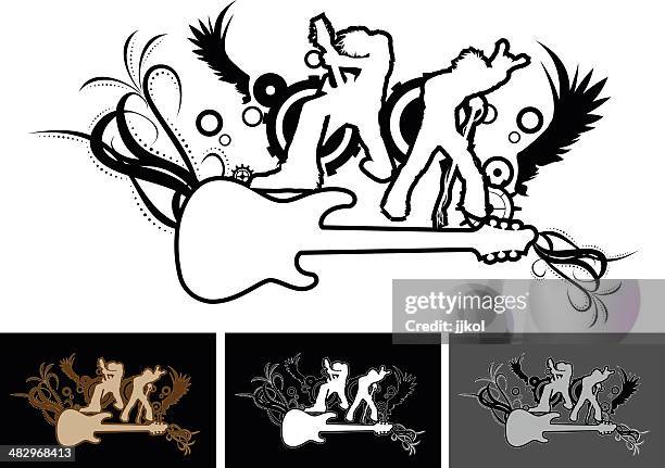 guitar design - string around finger vector stock illustrations