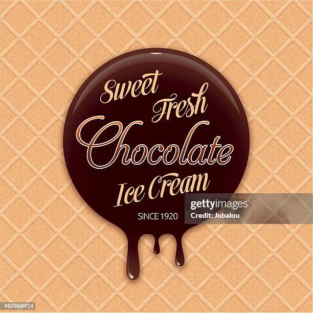 sweet chocolate ice cream - waffle vector stock illustrations