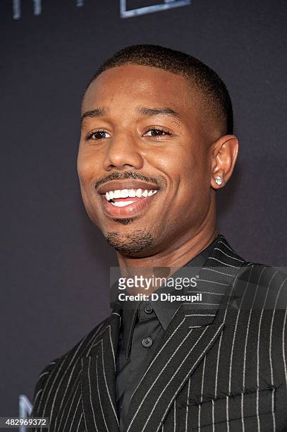 Michael B. Jordan attends the "Fantastic Four" New York Premiere at Williamsburg Cinemas on August 4, 2015 in New York City.