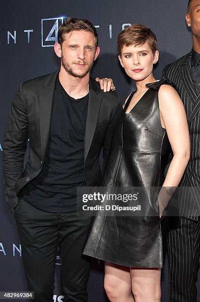 Jamie Bell and Kate Mara attend the "Fantastic Four" New York Premiere at Williamsburg Cinemas on August 4, 2015 in New York City.