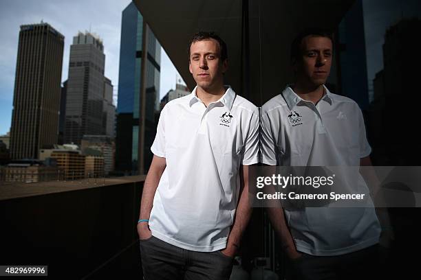 Australian basketballer Joe Ingles poses during an Australian Olympic press conference at Museum of Contemporary Art on August 5, 2015 in Sydney,...