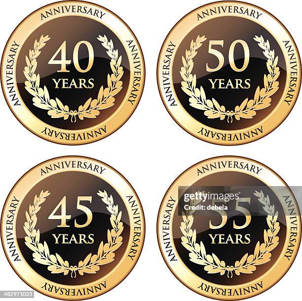 fortieth and fiftieth anniversary awards - celebrating 50th anniversary stock illustrations