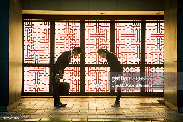 asian business - japanese respect stock pictures, royalty-free photos & images