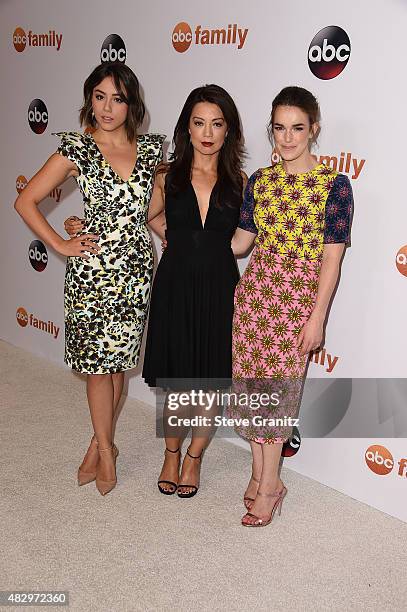 Actresses Chloe Bennet, Ming-Na Wen and Elizabeth Henstridge attend Disney ABC Television Group's 2015 TCA Summer Press Tour at the Beverly Hilton...