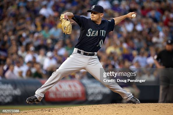 Rob Rasmussen Baseball Relief pitcher Rob Rasmussen of the Seattle Mariners delivers against ...