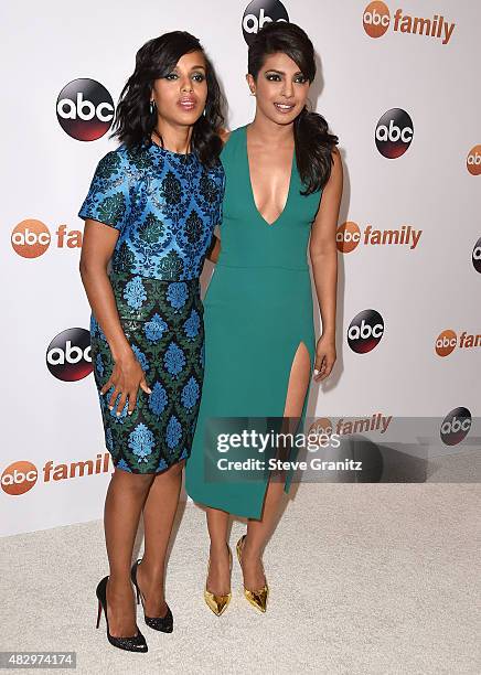 Kerry Washington and Priyanka Chopra arrives at the Disney ABC Television Group's 2015 TCA Summer Press Tour on August 4, 2015 in Beverly Hills,...